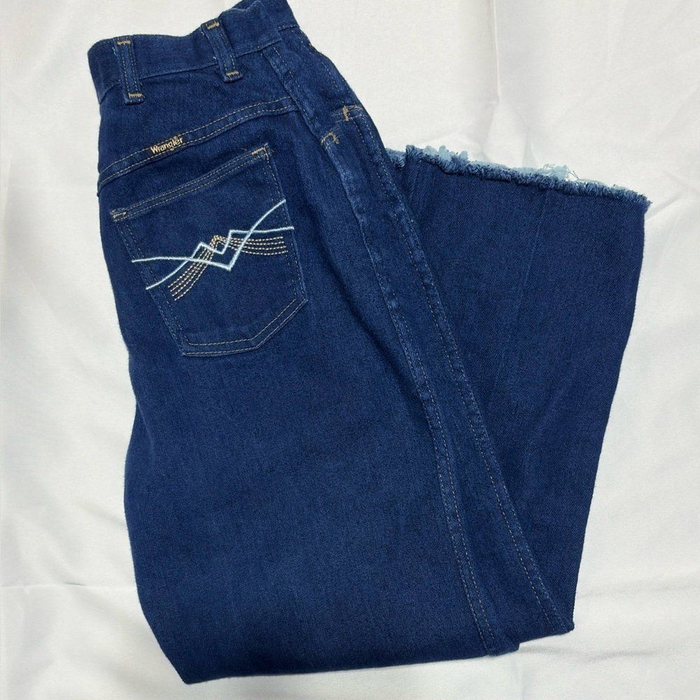Vintage 80’s Wrangler Jeans Women’s 12 Misses Full Fit High Rise Raw Hem Denim